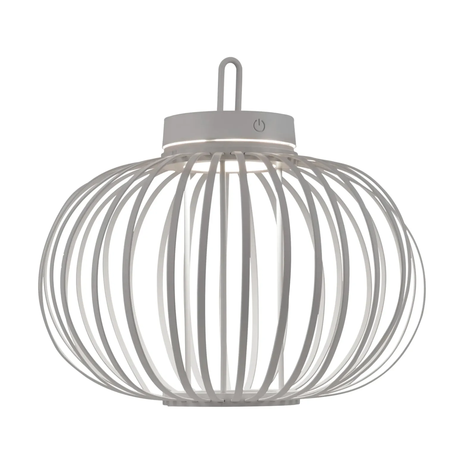 JUST LIGHT. LED-Akku-Tischlampe Akuba grau-beige 33cm Bambus