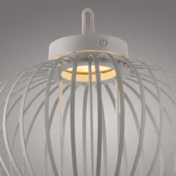 JUST LIGHT. LED-Akku-Tischlampe Akuba grau-beige 33cm Bambus