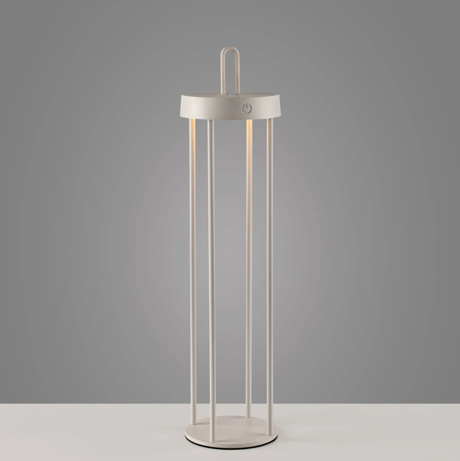 JUST LIGHT. LED-Akku-Tischlampe Anselm grau-beige 50cm Eisen