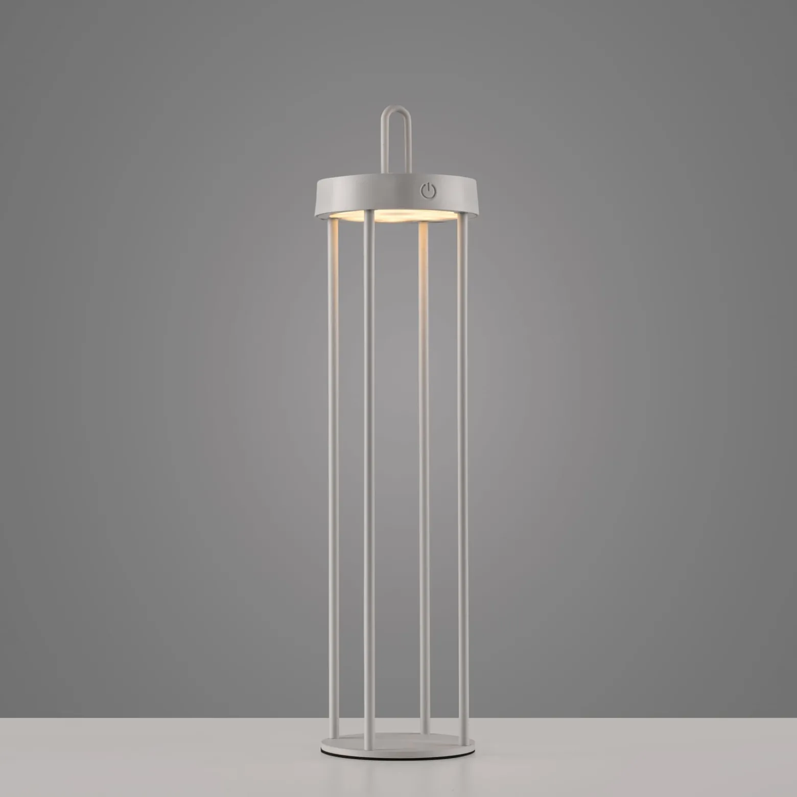 JUST LIGHT. LED-Akku-Tischlampe Anselm grau-beige 50cm Eisen