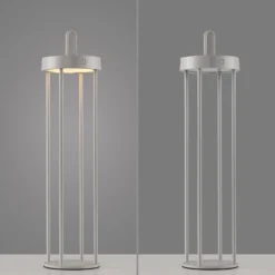 JUST LIGHT. LED-Akku-Tischlampe Anselm grau-beige 50cm Eisen