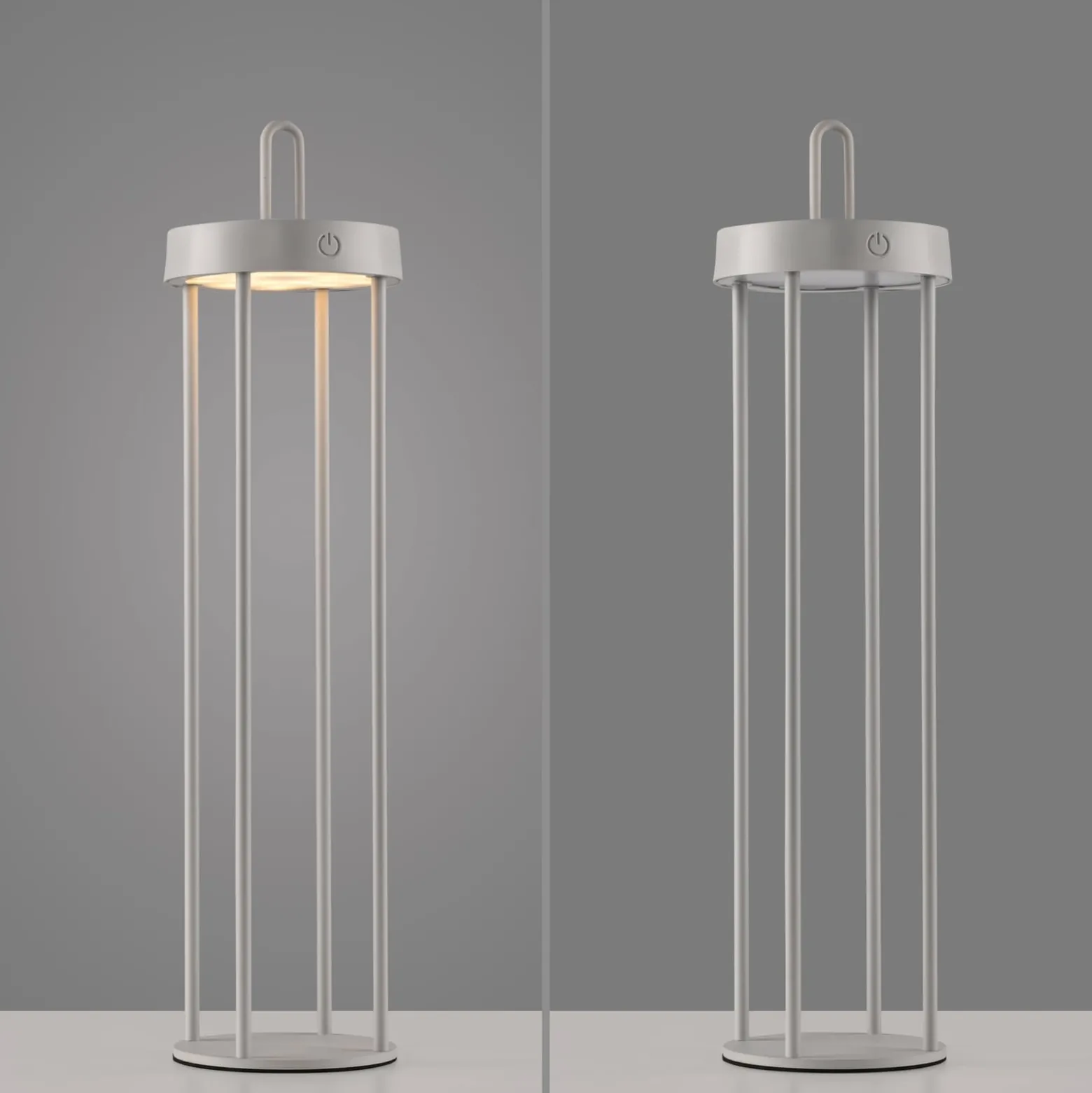 JUST LIGHT. LED-Akku-Tischlampe Anselm grau-beige 50cm Eisen