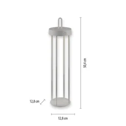 JUST LIGHT. LED-Akku-Tischlampe Anselm grau-beige 50cm Eisen