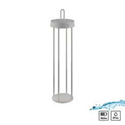 JUST LIGHT. LED-Akku-Tischlampe Anselm grau-beige 50cm Eisen