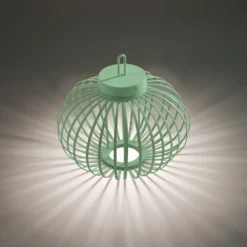 JUST LIGHT. LED-Akku-Tischleuchte Akuba, grün, 33 cm, Bambus