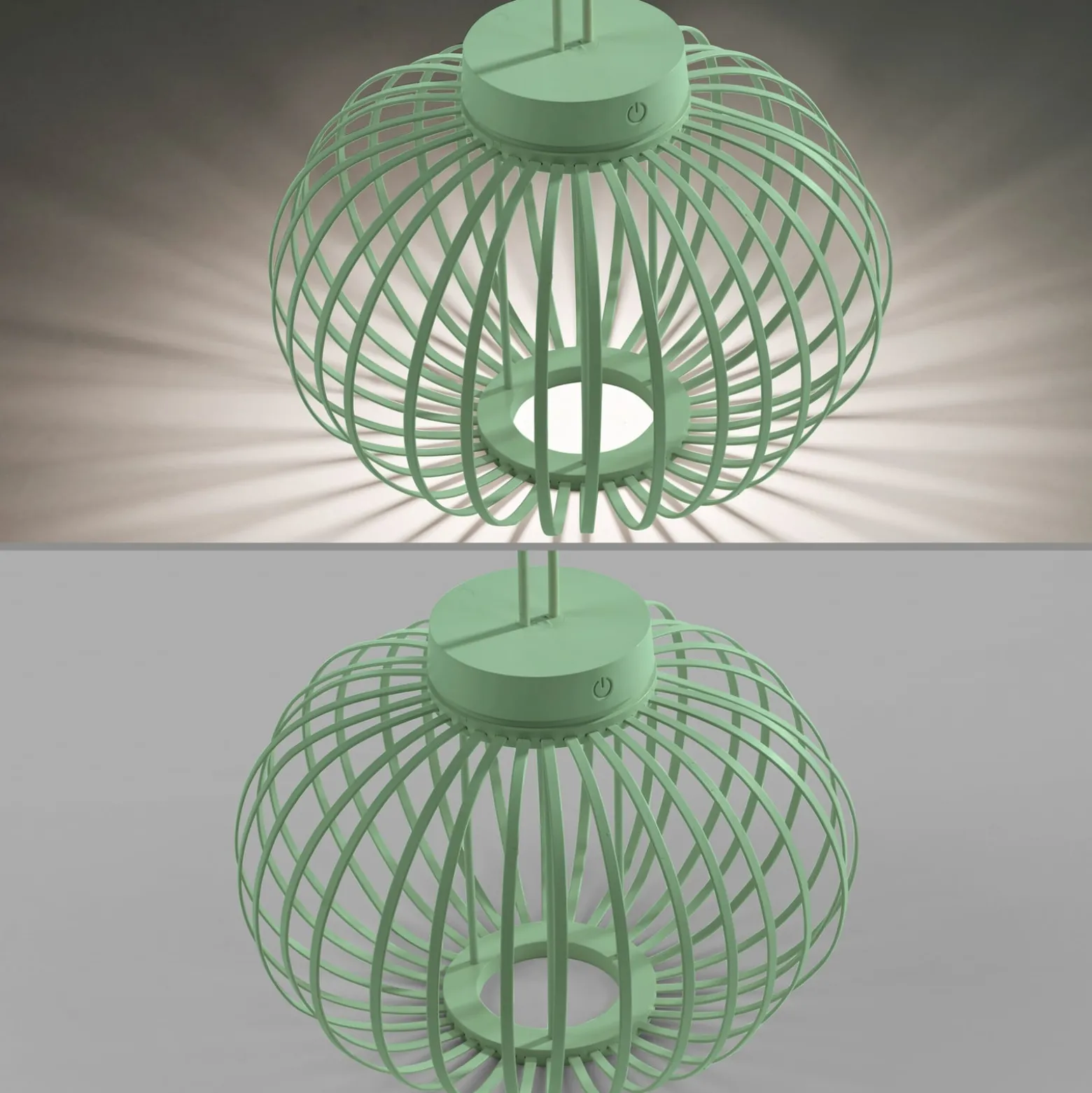 JUST LIGHT. LED-Akku-Tischleuchte Akuba, grün, 33 cm, Bambus