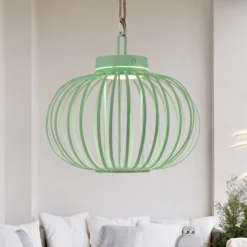JUST LIGHT. LED-Akku-Tischleuchte Akuba, grün, 33 cm, Bambus
