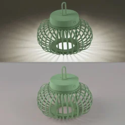 JUST LIGHT. LED-Akku-Tischleuchte Akuba, grün, 22 cm, Bambus