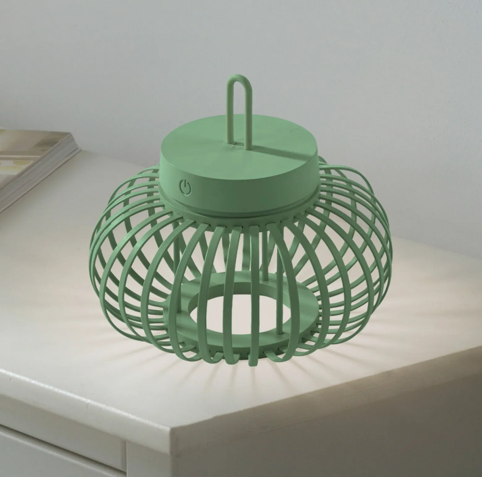 JUST LIGHT. LED-Akku-Tischleuchte Akuba, grün, 22 cm, Bambus
