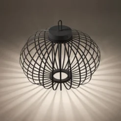 JUST LIGHT. LED-Akku-Tischleuchte Akuba schwarz 37 cm Bambus