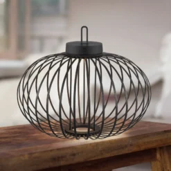 JUST LIGHT. LED-Akku-Tischleuchte Akuba schwarz 37 cm Bambus