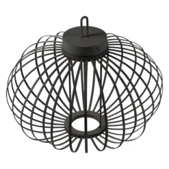JUST LIGHT. LED-Akku-Tischleuchte Akuba schwarz 37 cm Bambus