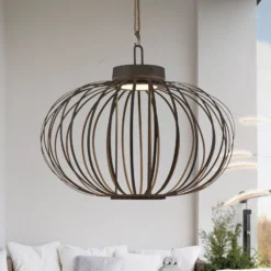 JUST LIGHT. LED-Akku-Tischleuchte Akuba schwarz 37 cm Bambus