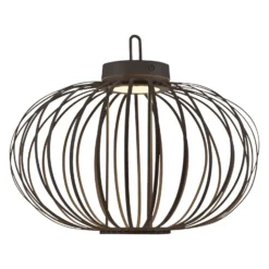JUST LIGHT. LED-Akku-Tischleuchte Akuba schwarz 37 cm Bambus