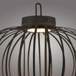 JUST LIGHT. LED-Akku-Tischleuchte Akuba schwarz 37 cm Bambus