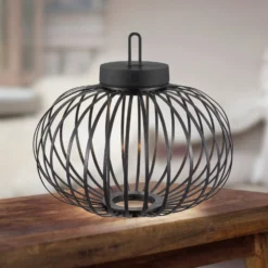 JUST LIGHT. LED-Akku-Tischleuchte Akuba schwarz 33 cm Bambus