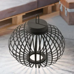 JUST LIGHT. LED-Akku-Tischleuchte Akuba schwarz 33 cm Bambus