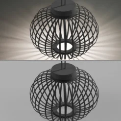 JUST LIGHT. LED-Akku-Tischleuchte Akuba schwarz 33 cm Bambus