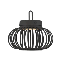 JUST LIGHT. LED-Akku-Tischleuchte Akuba schwarz 22 cm Bambus