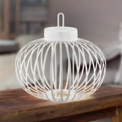 JUST LIGHT. LED-Akku-Tischleuchte Akuba, weiß, 33 cm, Bambus