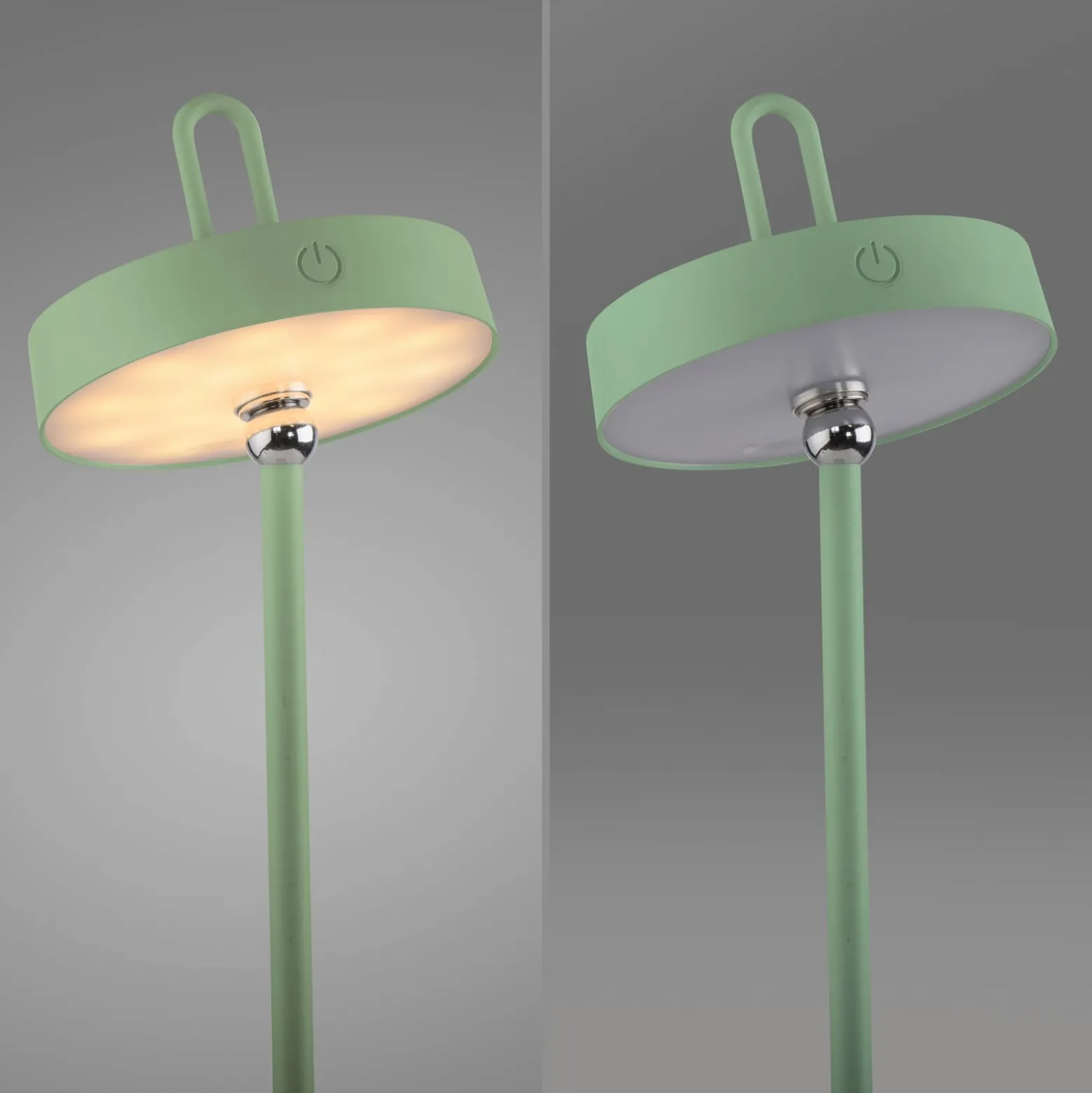 JUST LIGHT. LED-Akku-Tischleuchte Amag, grün, Eisen, IP44