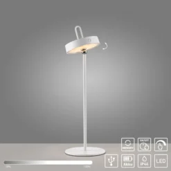 JUST LIGHT. LED-Akku-Tischleuchte Amag, weiß, Eisen, IP44