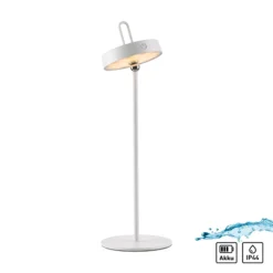 JUST LIGHT. LED-Akku-Tischleuchte Amag, weiß, Eisen, IP44