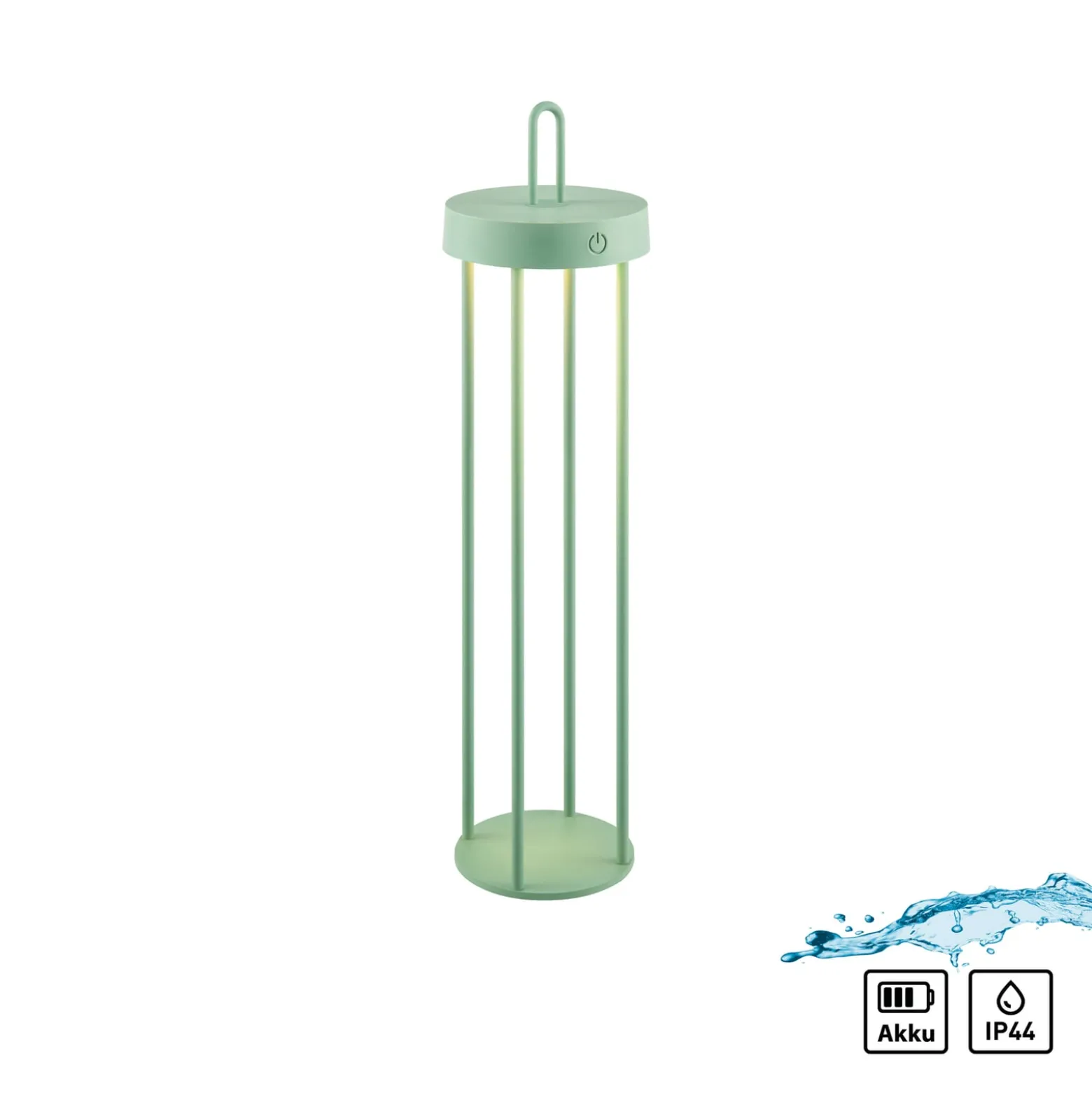 JUST LIGHT. LED-Akku-Tischleuchte Anselm, grün, 50 cm, Eisen