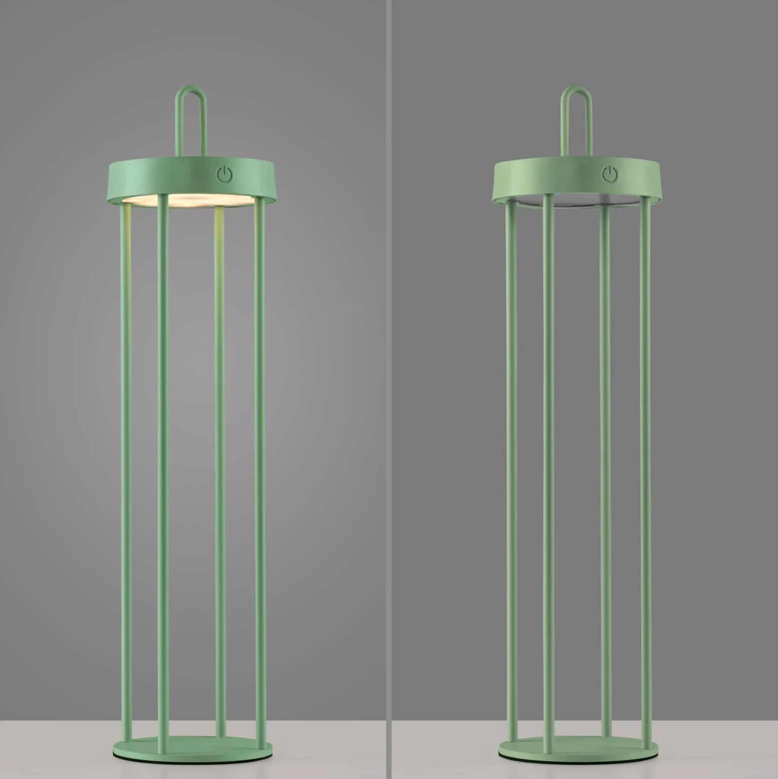 JUST LIGHT. LED-Akku-Tischleuchte Anselm, grün, 50 cm, Eisen