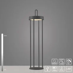 JUST LIGHT. LED-Akku-Tischleuchte Anselm schwarz 50 cm Eisen