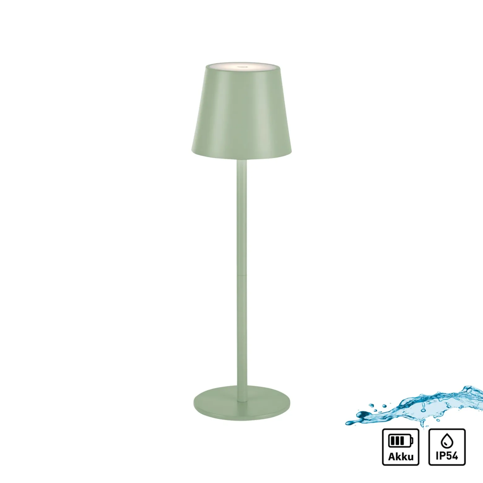 JUST LIGHT. LED-Akku-Tischleuchte Euria, grün, Eisen, IP54