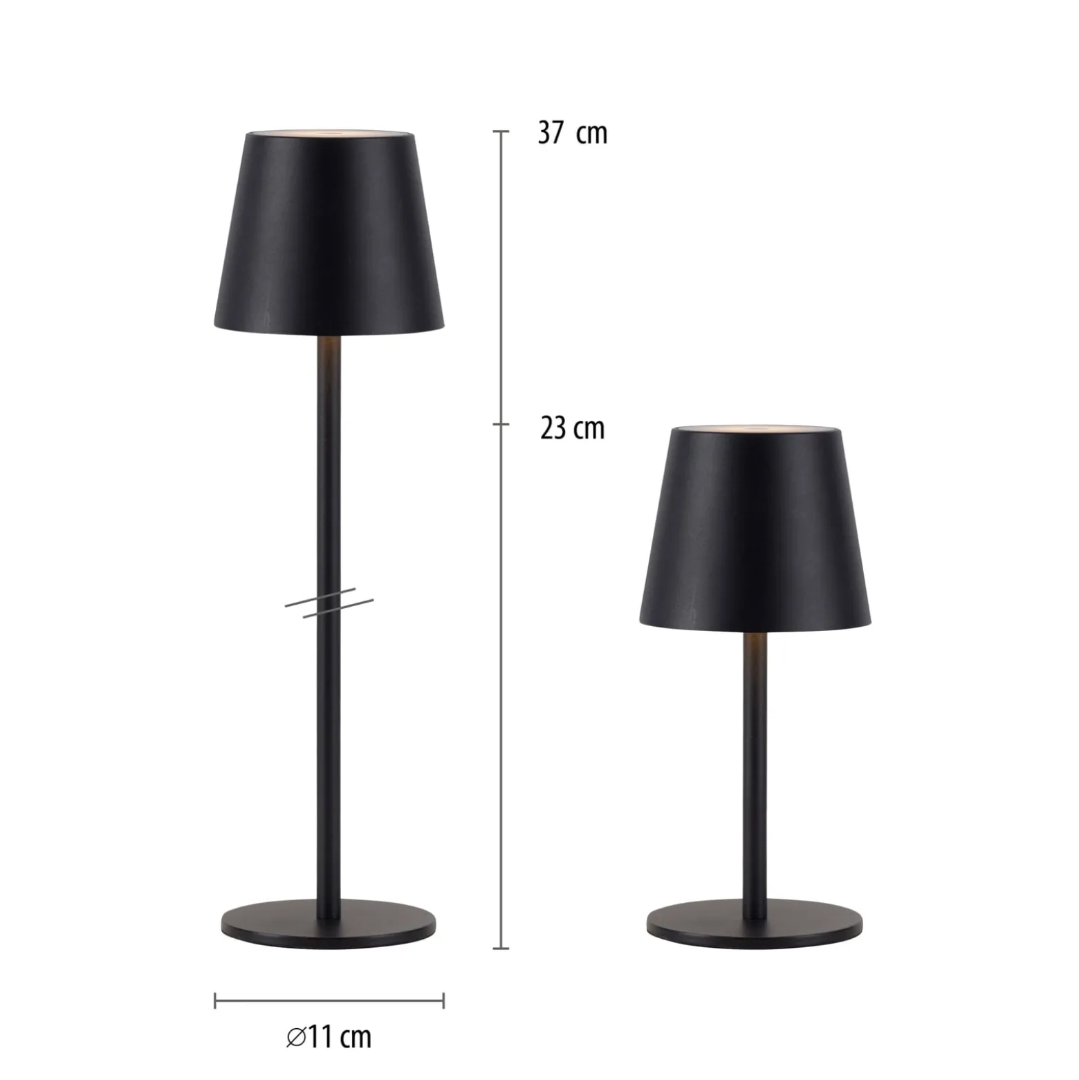 JUST LIGHT. LED-Akku-Tischleuchte Euria, schwarz, Eisen IP54