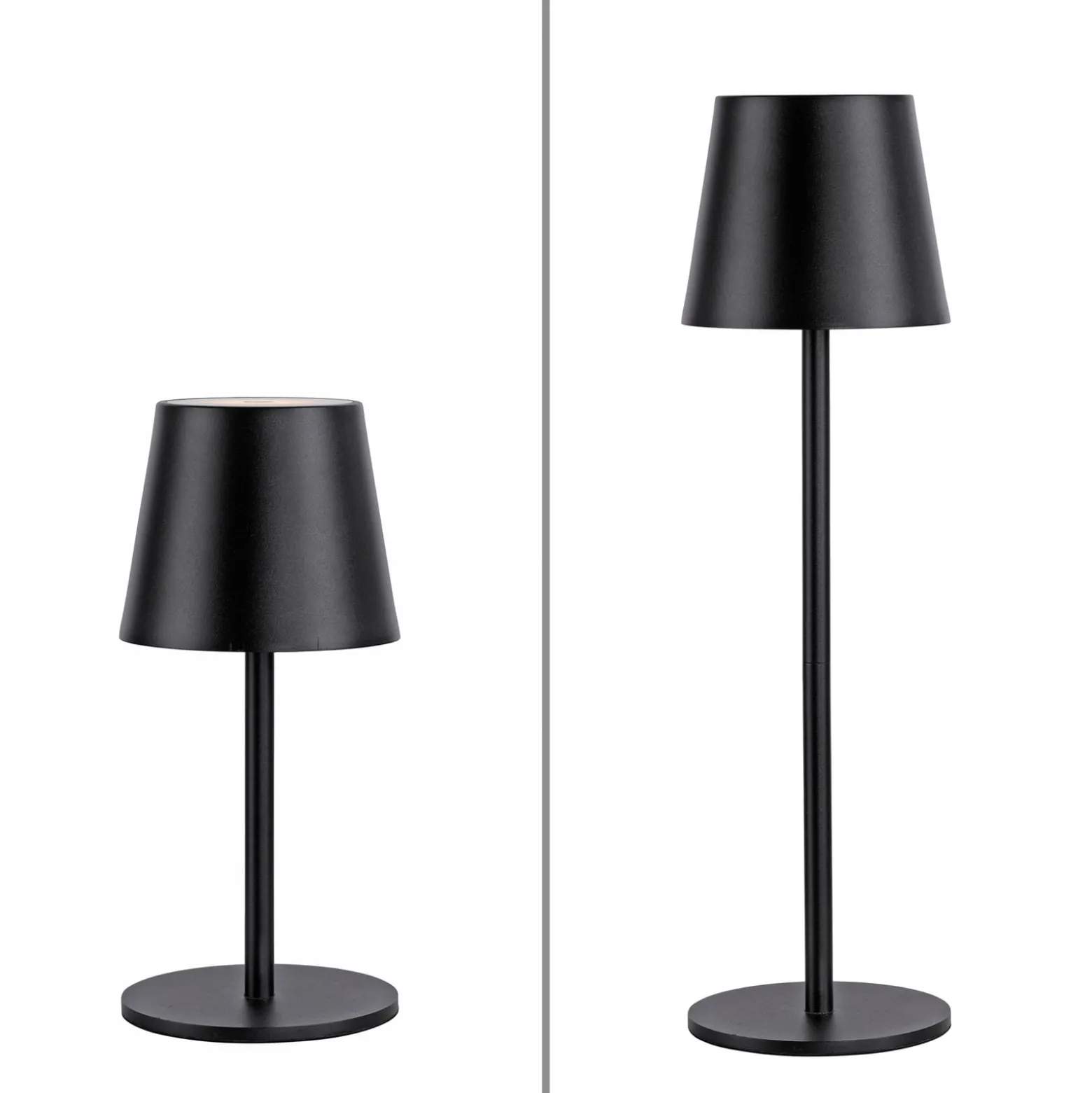 JUST LIGHT. LED-Akku-Tischleuchte Euria, schwarz, Eisen IP54