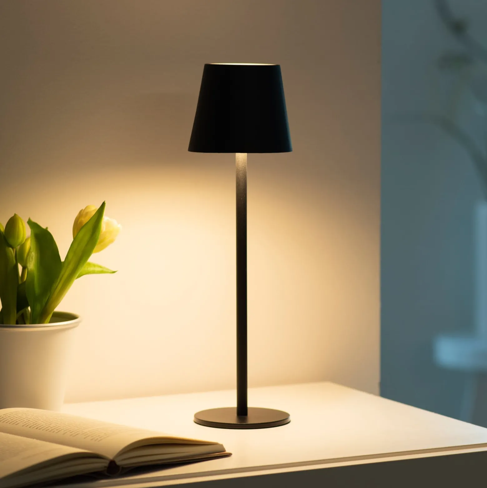JUST LIGHT. LED-Akku-Tischleuchte Euria, schwarz, Eisen IP54