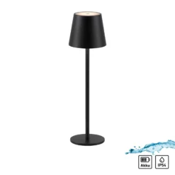 JUST LIGHT. LED-Akku-Tischleuchte Euria, schwarz, Eisen IP54