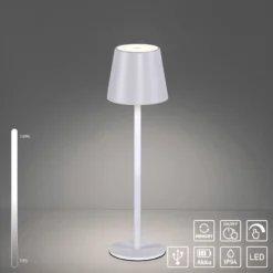 JUST LIGHT. LED-Akku-Tischleuchte Euria, weiß, Eisen, IP54