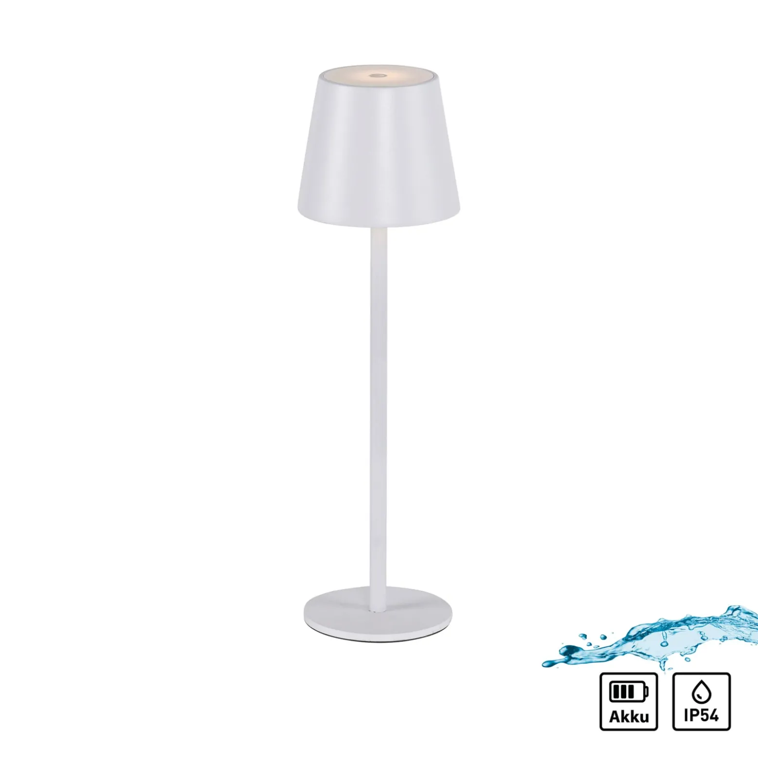 JUST LIGHT. LED-Akku-Tischleuchte Euria, weiß, Eisen, IP54