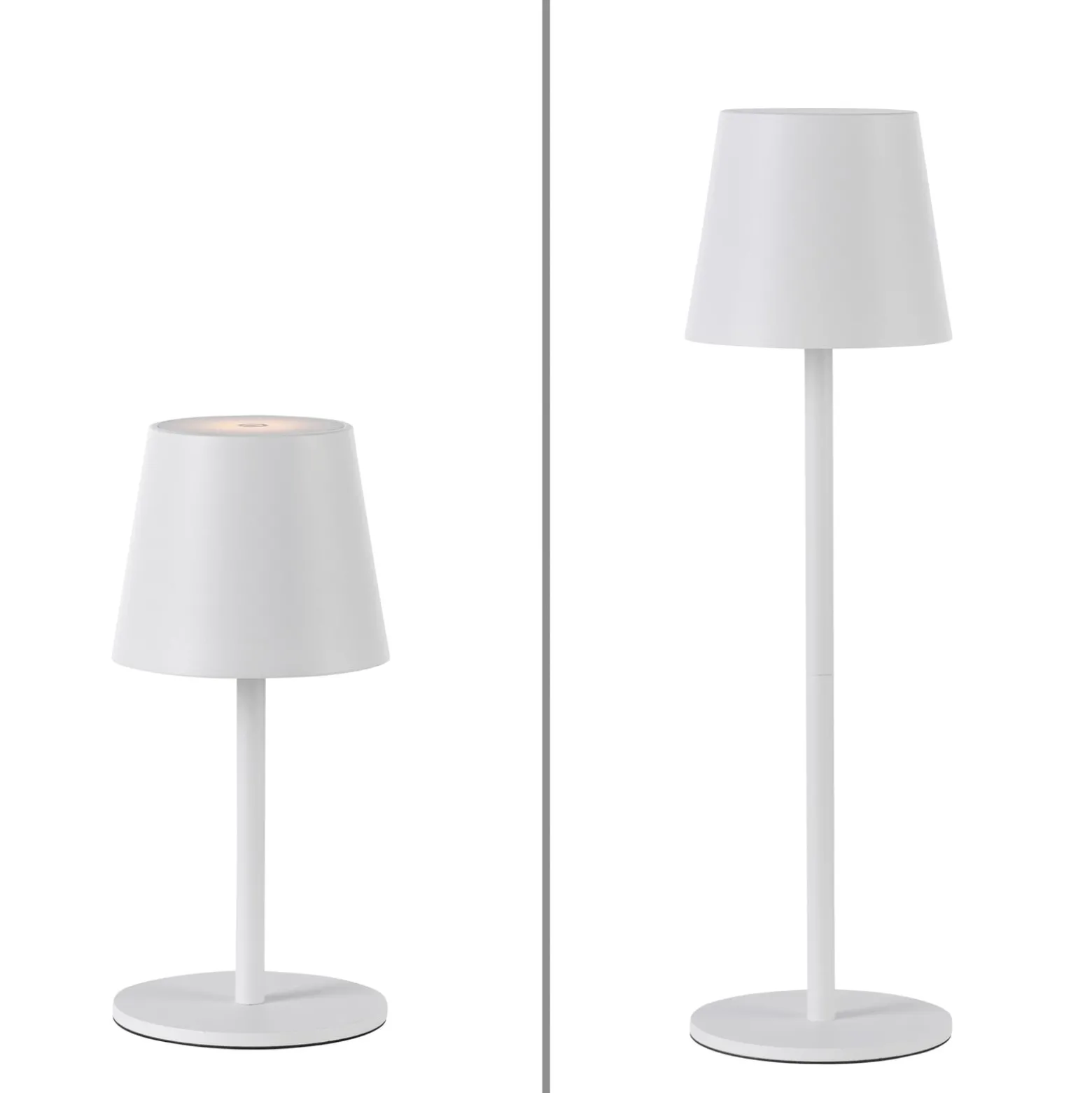 JUST LIGHT. LED-Akku-Tischleuchte Euria, weiß, Eisen, IP54