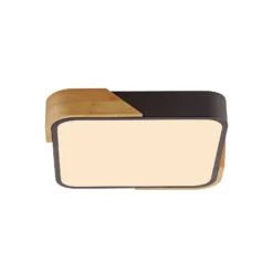 JUST LIGHT. LED-Deckenleuchte Bila, schwarz, 32x32 cm, Holz