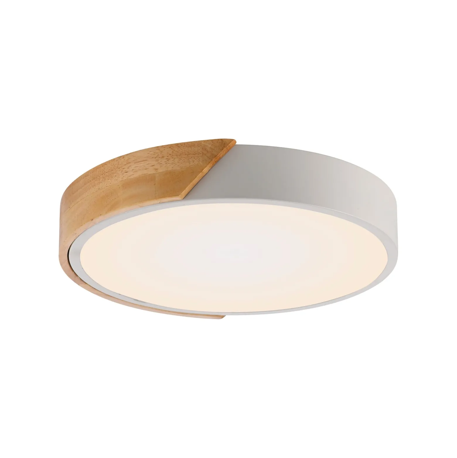 JUST LIGHT. LED-Deckenleuchte Bila, weiß, Ø 32 cm, Holz