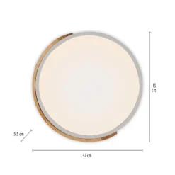 JUST LIGHT. LED-Deckenleuchte Bila, weiß, Ø 32 cm, Holz