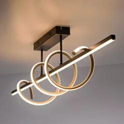 JUST LIGHT. LED-Deckenleuchte Emanda, Eisen, schwarz-messing
