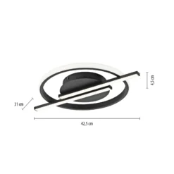 JUST LIGHT. LED-Deckenleuchte Korsa, schwarz, Ø31cm, dimmbar