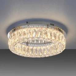 JUST LIGHT. LED-Deckenleuchte Kulunka, Eisen, Kristallglas