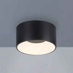 JUST LIGHT. LED-Deckenleuchte Tanika schwarz, Ø16cm, dimmbar