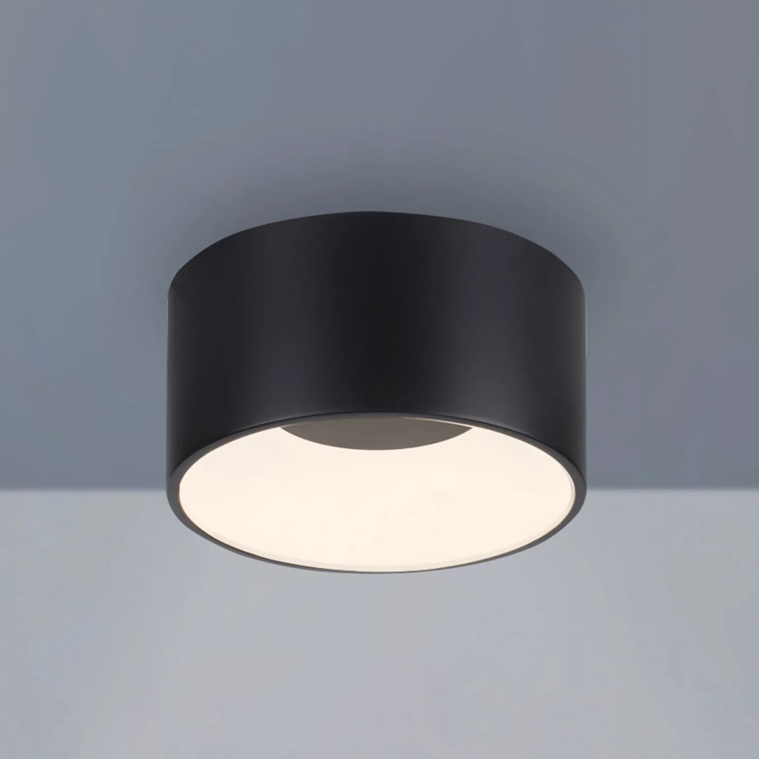 JUST LIGHT. LED-Deckenleuchte Tanika schwarz, Ø16cm, dimmbar
