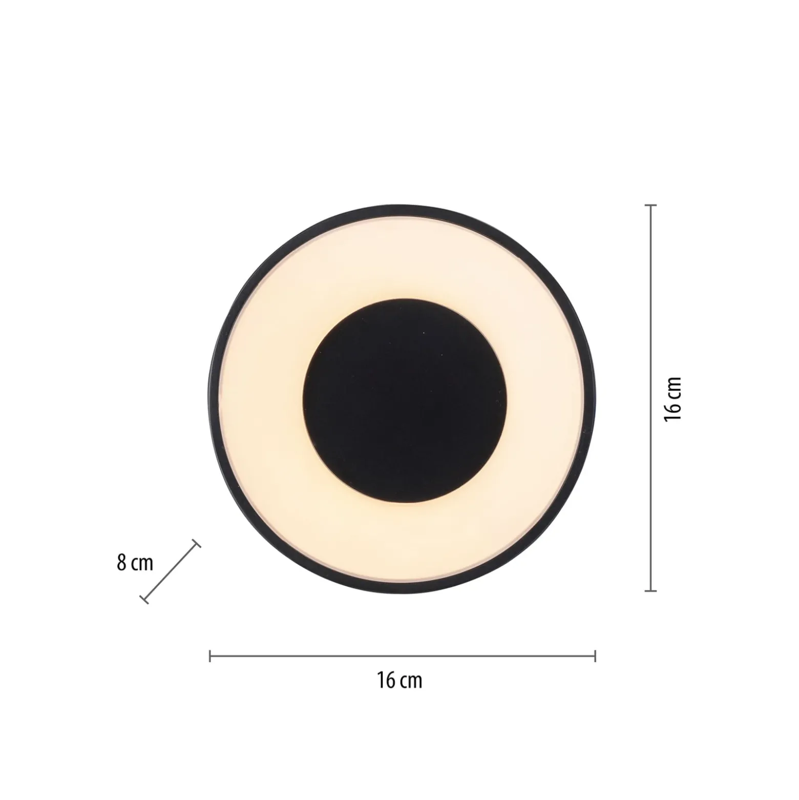 JUST LIGHT. LED-Deckenleuchte Tanika schwarz, Ø16cm, dimmbar