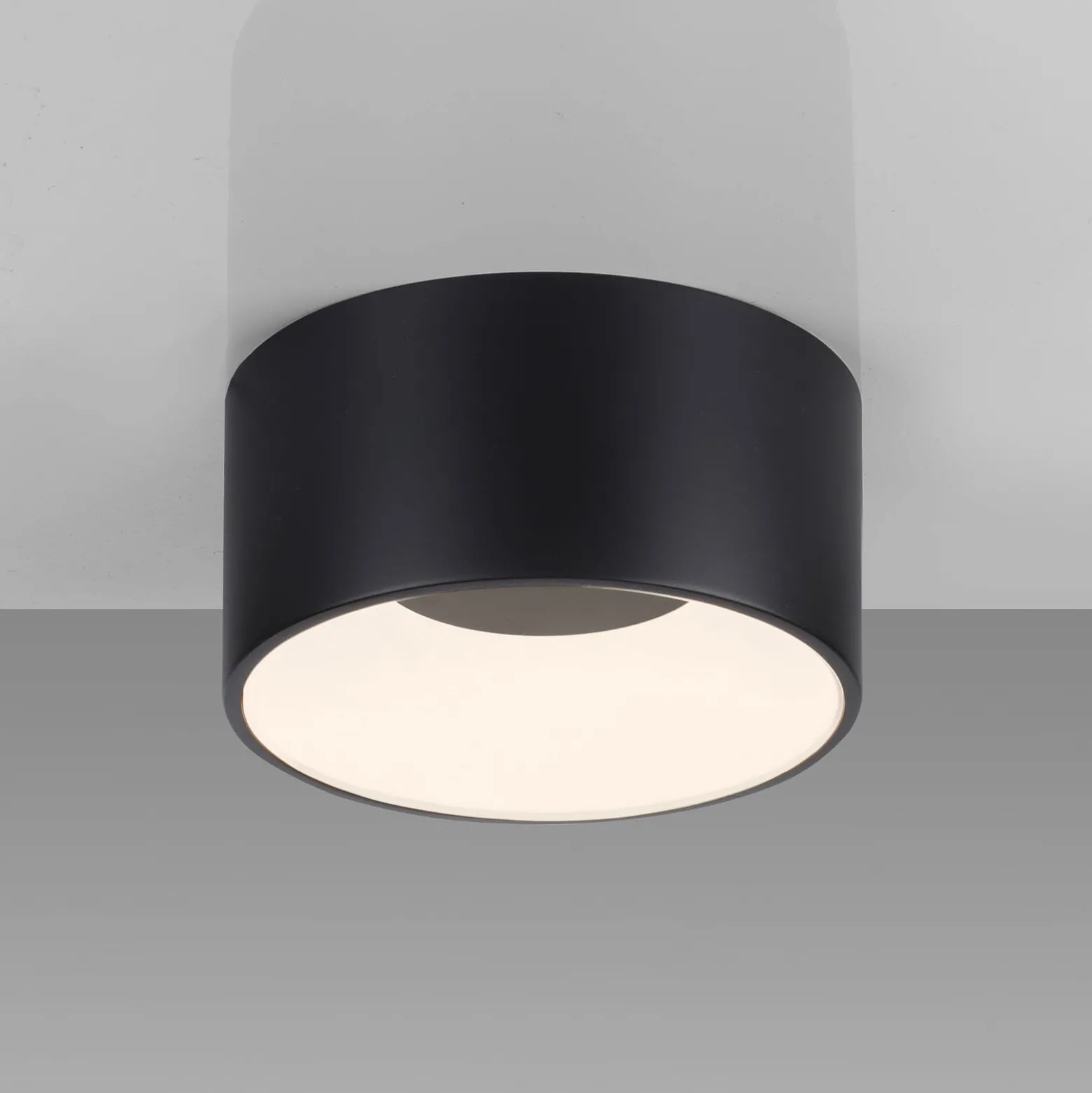 JUST LIGHT. LED-Deckenleuchte Tanika schwarz, Ø16cm, dimmbar