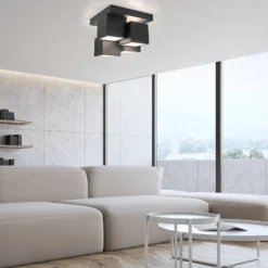 JUST LIGHT. LED-Deckenleuchte Tetris, Eisen, 3000 K, schwarz