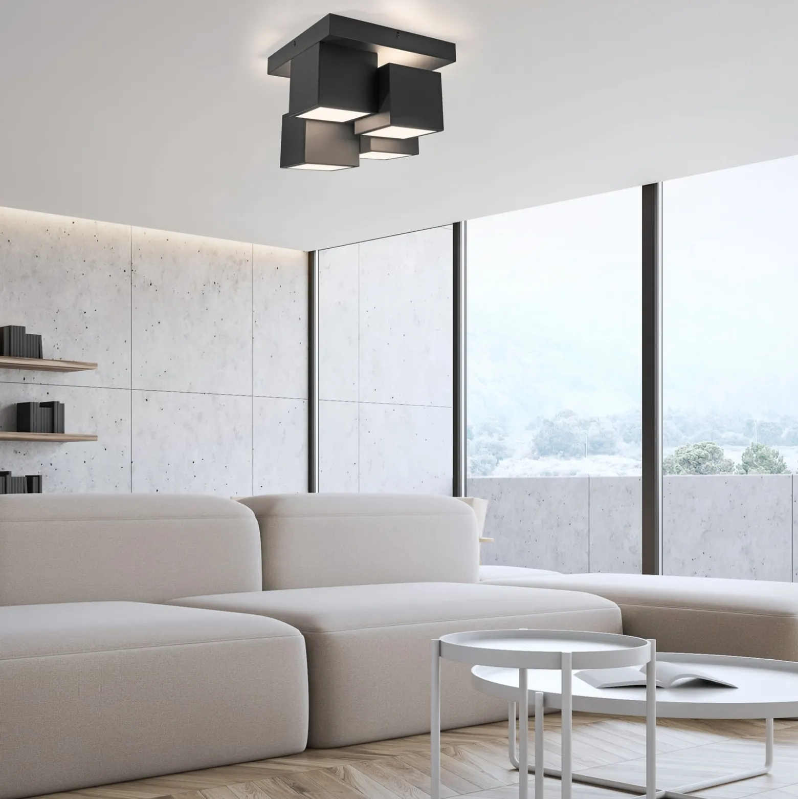 JUST LIGHT. LED-Deckenleuchte Tetris, Eisen, 3000 K, schwarz